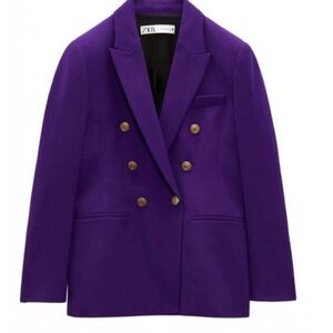 Zara Purple Blazer with Gold Buttons . Large